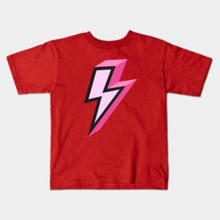 Pink Bold Lightning Bolt 3D on Red Background Kids T-Shirt